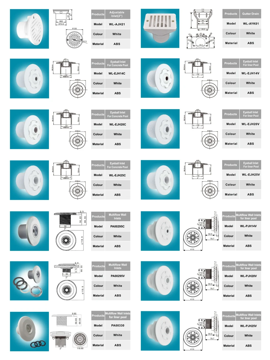 Plastic Swimming Pool Accessories Wl-Pjh20V Series