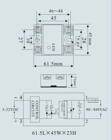 SSR-40da-H, Sigle Phase Solid State Relay, 3-32VDC/90-480VAC, Ce Proved Solid State Relay